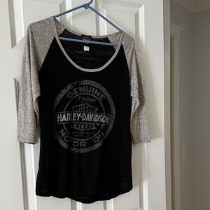 Harley-Davidson Women's Black and Gray Long Sleeve Tee